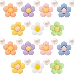 DFORD Resin Flower Shoe Charms with Pearl for Girls Women