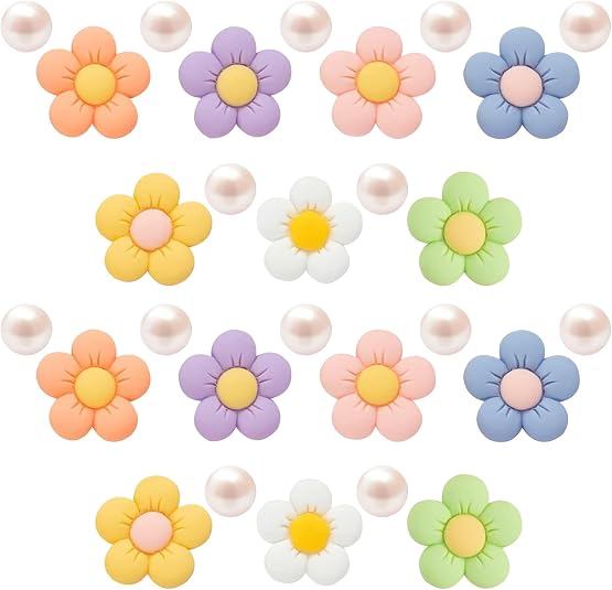 DFORD Resin Flower Shoe Charms with Pearl for Girls Women