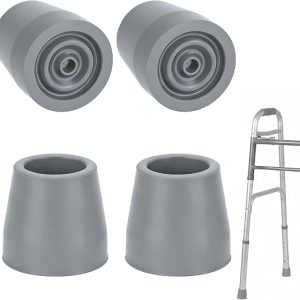 DFORD 4 Pack Walker Accessories Rubber Tips Replacement Anti-Slip Walker Feet Pads- Quiet Shock Absorbing Durable Caps for Walkers Cane Chair Legs Crutches Seniors Shower Use