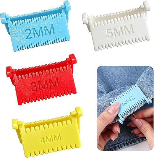 DFORD Sewing Ruler Stitch Guide Set 4PCS Clip-On Sewing Templates 2mm 3mm 4mm 5mm Quilting Stitch Tool for Even Stitches DIY Fabric Sewing for Beginners