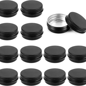 DFORD 12 Pack Aluminum Tin Containers with Screw Lids 1oz/30g Round Metal Tins Refillable Travel Cosmetic Jars for Lip Balm Salve Cream Ointment Candle and Food Storage (1 Ounce)