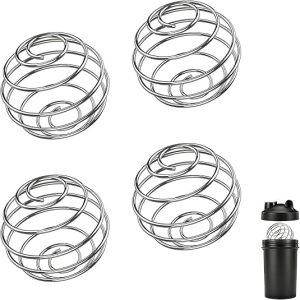DFORD 4 Pack Shaker Ball for Protein Shaker Bottle Stainless Steel Blender Mixing Ball for Protein Powder and Milk Powder Shaker Bottle Whisk Ball 1.88 x 1.45 in (M)