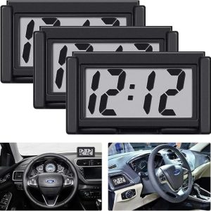 DFORD 3PCS Small Digital Clock Mini Car Clock Mount Watch Desktop with Date Mountable with Large LCD Display for Office Schoolbag Vehicle Car Boat(Rectangle)