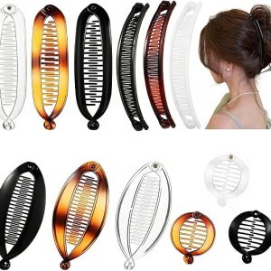DFORD 12pc Banana Hair Clip for Women Vintage French Banana Clip Ponytail Holder Large Hair Clips for Thick Thin Curly Hair Hair Accessories for Daily Styling
