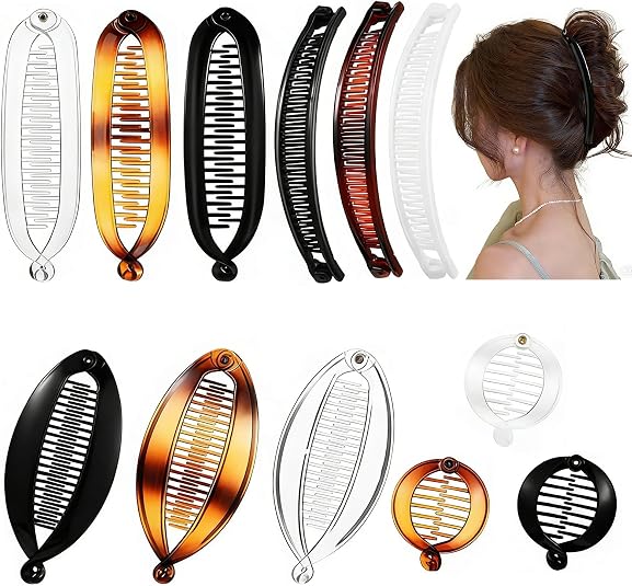 DFORD 12pc Banana Hair Clip for Women Vintage French Banana Clip Ponytail Holder Large Hair Clips for Thick Thin Curly Hair Hair Accessories for Daily Styling