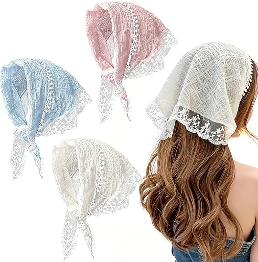 DFORD Women Lace Head Scarf Bandana