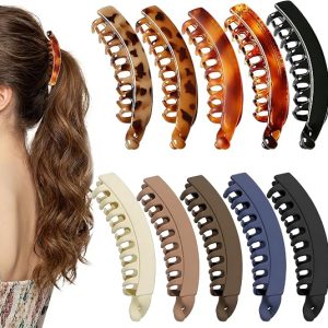 DFORD 10pc Banana Hair Clip for Women – Vintage French Banana Clip Ponytail Holder