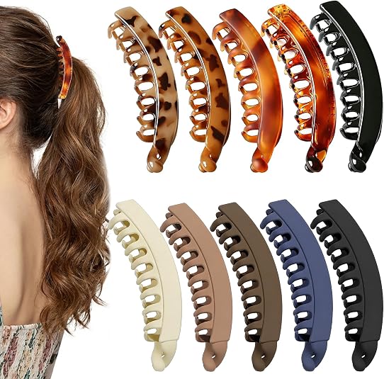 DFORD 10pc Banana Hair Clip for Women – Vintage French Banana Clip Ponytail Holder