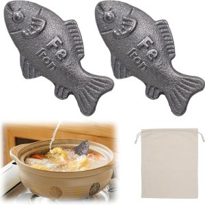 DFORD 2 PCS Iron Fish Cooking Tool, Natural Reusable Cast Iron Supplement for Iron Deficiency and Anemia Support