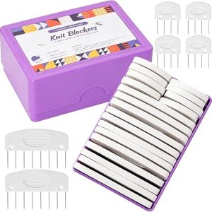 DFORD 20 PCS Knit Blocking Pins Kit, Knitting and Crochet Blocking Combs, Stainless Steel Needles with ABS Handle