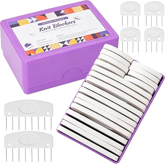 DFORD 20 PCS Knit Blocking Pins Kit, Knitting and Crochet Blocking Combs, Stainless Steel Needles with ABS Handle