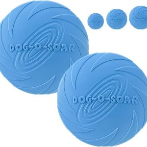 DFORD 2pc Dog Frisbee Toy, Soft TPR Dog Toys for Fetch, Durable Dog Flying Disc with Water Bowl Design