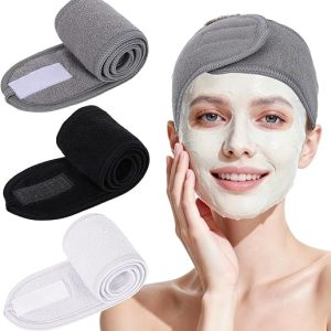 DFORD 3-Pack Skincare Headbands for Face Washing and Makeup – Soft, Adjustable, Absorbent Toweling Hair Bands