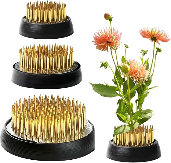 DFORD 3pc Flower Frog Kenzan Holder Kit - Metal Pin Floral Arrangement Base