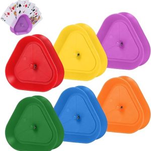 DFORD 6 Pack Playing Card Holder Poker Card Holder Card Tray - Hands Free Strong Grip Triangle Stand Plastic Card Hold