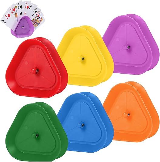 DFORD 6 Pack Playing Card Holder Poker Card Holder Card Tray - Hands Free Strong Grip Triangle Stand Plastic Card Hold