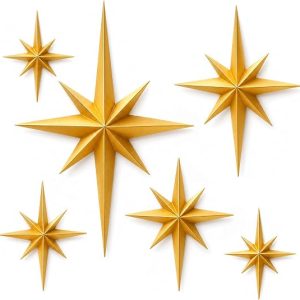 DFORD 6 Pack Starburst Wall Decor Set, 3D Retro Mid Century Modern Star Wall Art