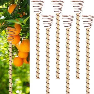 DFORD 6 PCS Electroculture Plant Stakes 12 Inch, Wooden Garden Stakes with Copper Coil Wire