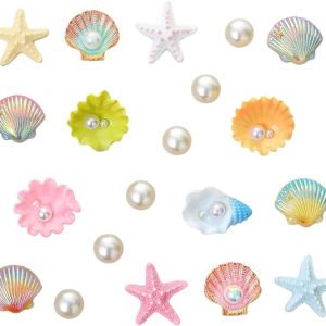 DFORD Beach Shoe Charms with Pearl Starfish and Seashell Accessories