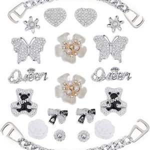 DFORD Bling Butterfly Chain Shoe Charms for Clogs and Bags