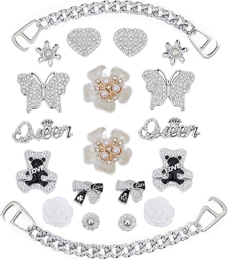 DFORD Bling Butterfly Chain Shoe Charms for Clogs and Bags