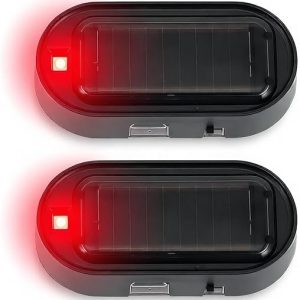 DFORD Car Solar Power Simulated Dummy Alarm,Anti-Theft LED Flashing Security Light Fake lamp with USB Charger Port