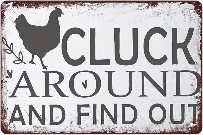 DFORD Chicken Coop Kitchen Stuff Farmhouse Decor Funny Chicken Gifts Chicken Cluck Around 12 X 8 Inch Country Decor Ch