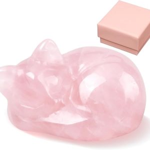 DFORD Crystal Cat Figurine Decor, Cute Cat Statue Desk Ornament