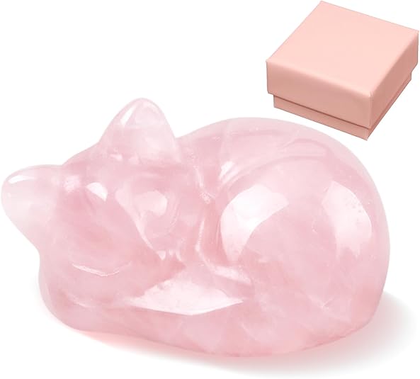 DFORD Crystal Cat Figurine Decor, Cute Cat Statue Desk Ornament