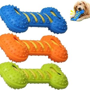 DFORD Dog Chew Bone Toy, Interactive Chew Toy for Dental Fun, Dog Squeaky Toys for Aggressive Chewers,Small,Medium