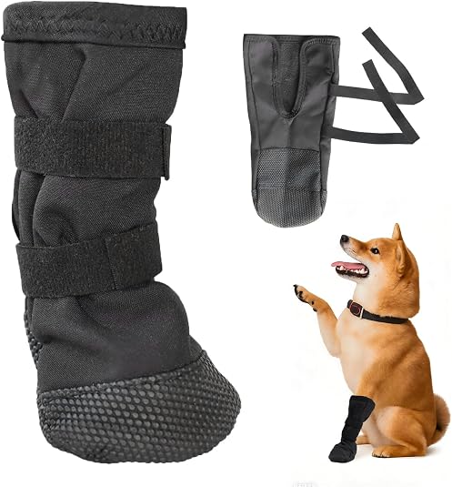 DFORD Dog Paw Wound Recovery Boot, Breathable Dog Bootie for Injured Paw, Anti-Slip Dog Shoe with Self-Adhesive Strap