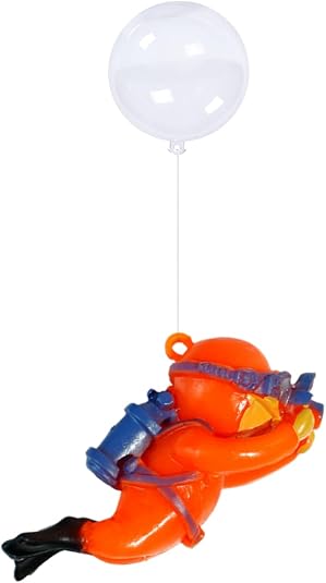 DFORD Floating Fish Tank Decorations,Aquarium Decor,Decor Accessories,Scuba Diver Ornament,Betta Fish Toys (Orange)