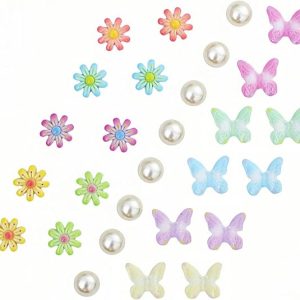 DFORD Flower Pearl Butterfly Shoe Charms for Clog Sandals
