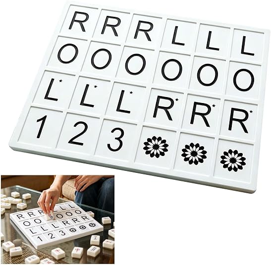 DFORD Mahjong Practice Board Solo Trainer with 24 Slots RLO Charleston Guide Portable Mahjong Learning Tool for Strate
