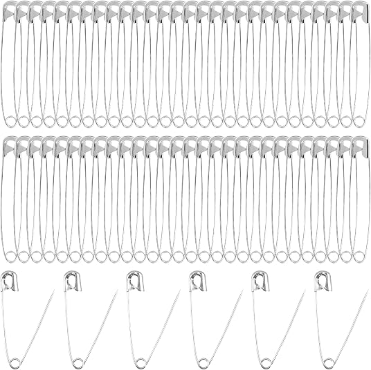 DFORD Safety Pins 200PCS 2.2 Inch Heavy Duty Metal Safety Pins - Large Steel Pins for Clothes Sewing Fabric Crafts Dia